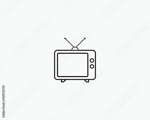 Retro TV set isolated Outline Vector Design