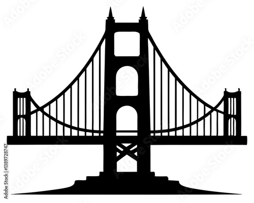 Golden Gate Bridge Silhouette Vector & Iconic Landmark SVG 