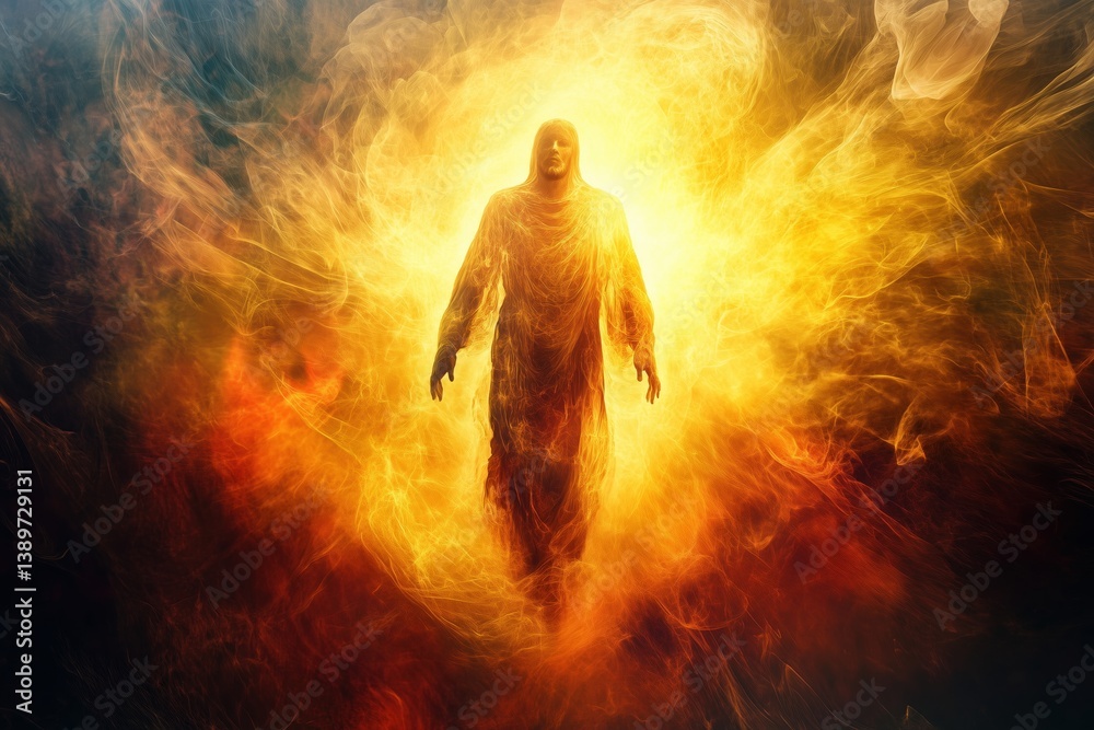 Obraz premium Jesus disappears in the light of This miracle. The light falling on the shroud is magic.