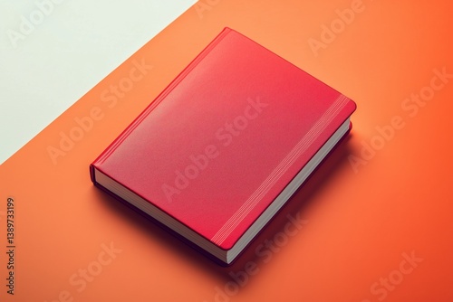 Wallpaper Mural Red Notebook on Bright Orange and Gray Backdrop With Minimalist Design Elements Torontodigital.ca