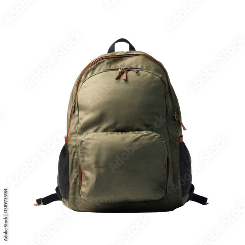 A durable green backpack featuring multiple pockets and adjustable straps, ideal for travel or daily use.