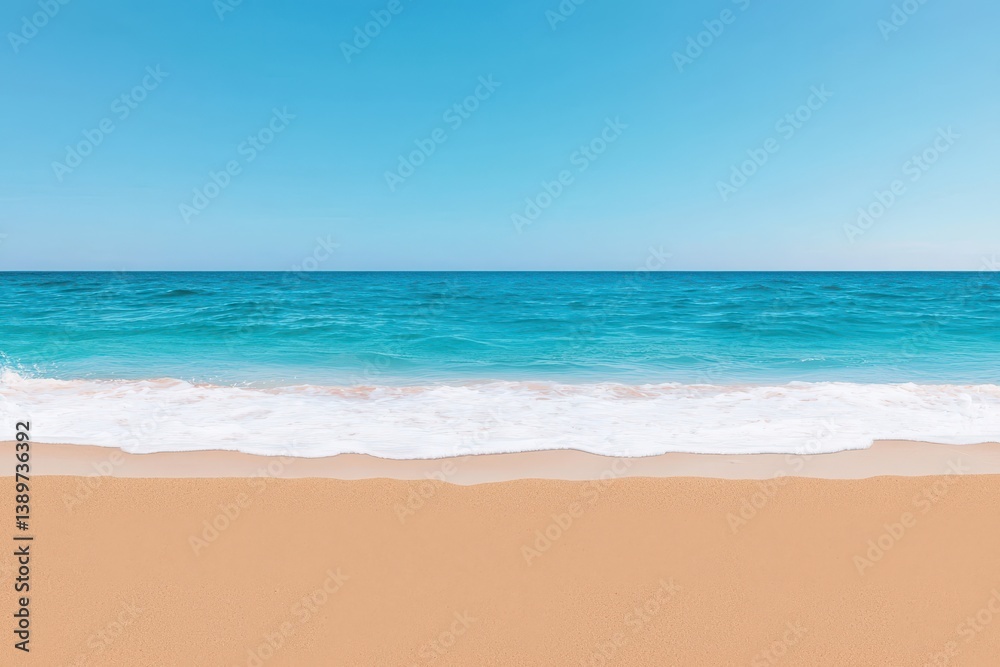 A beautiful beach stretched out under a bright blue sky, with soft waves lapping at the golden sand, creating a peaceful and tranquil atmosphere A beautiful beach stretched out under a bright blue sky, with soft waves lapping at the golden sand, creating a peaceful and tranquil atmosphere