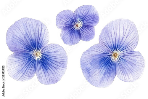 Isolated Blue Violet Flowers Illustration On Transparent Background