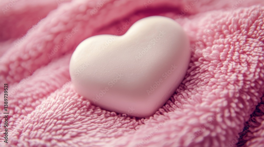 Soap heart pink towel care. Generative AI Soap heart pink towel care. Generative AI