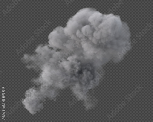Explosion smoke cloud. Isolated on transparent background
