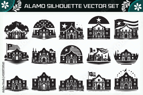 Black Color Alamo Silhouette Vector Illustration for Digital and Print Design