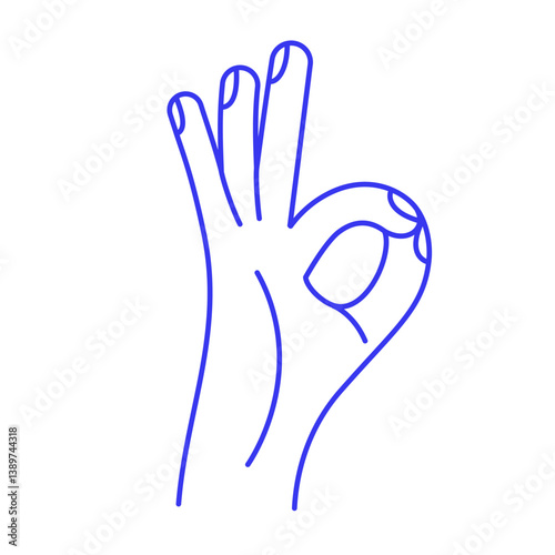 Ok sign. Hand gesture doodle icon. Contour vector illustration