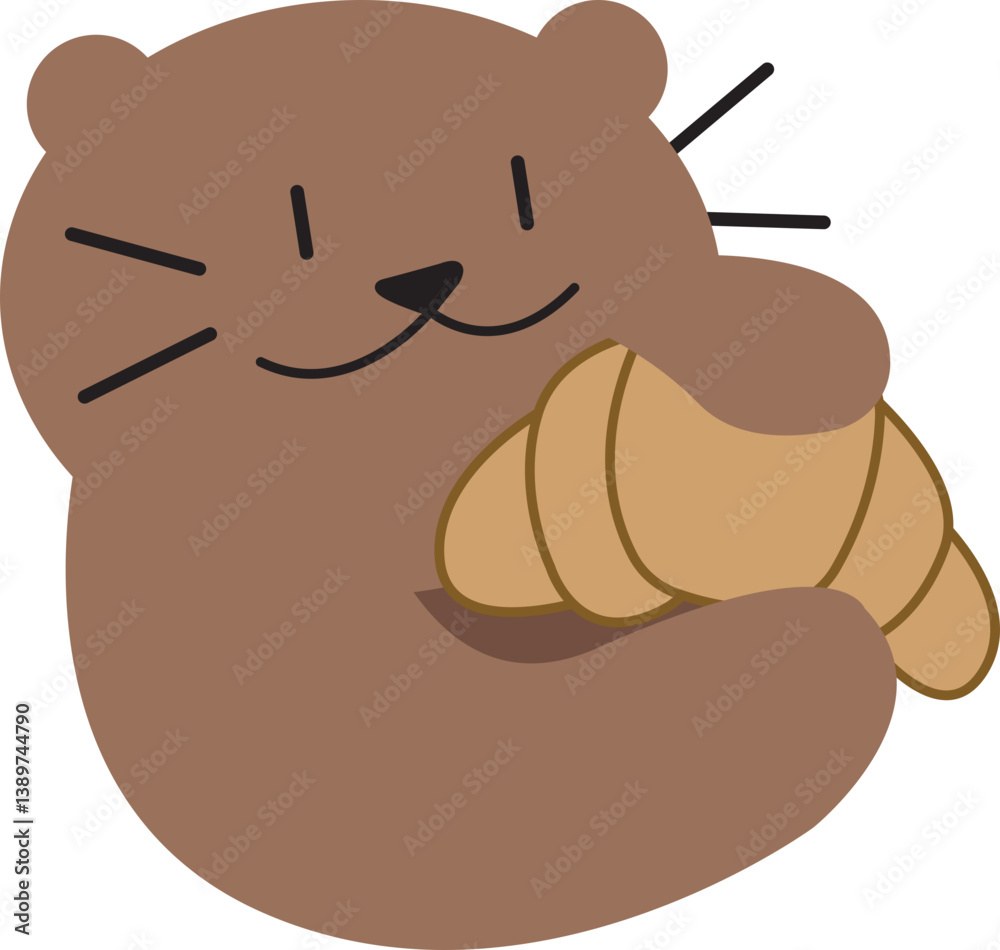 Obraz premium otter eating croissant