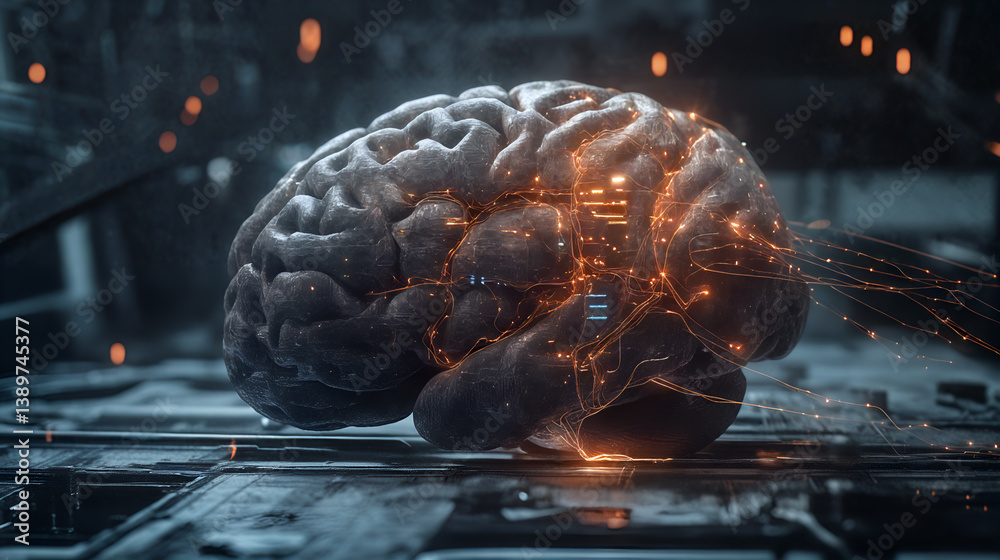 Artificial intelligence brain with futuristic technology concept for science and innovation
