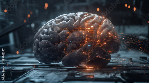 Obraz na płótnie Artificial intelligence brain with futuristic technology concept for science and innovation w salonie