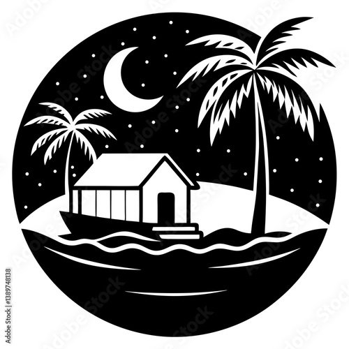 Staycation Vector | Generative AI Line Art | Printable Graphic Design File