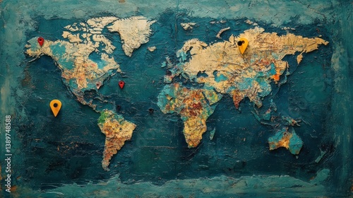 World map with various locations marked