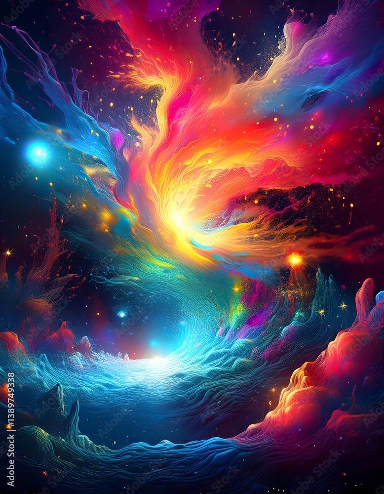 Fototapeta premium Colorful universe expanding and creating new worlds