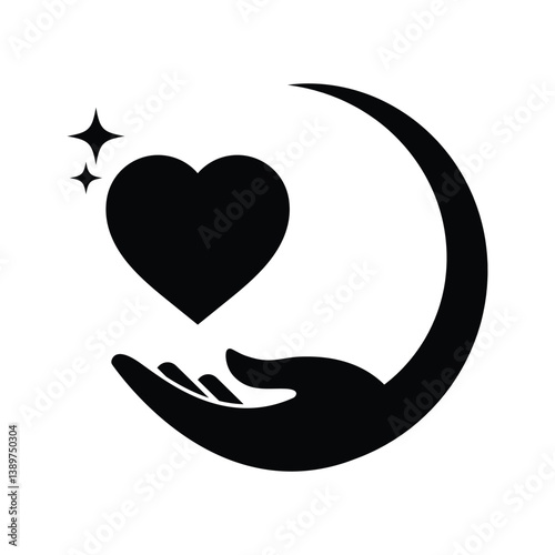 Heart on hand icon vector illustration