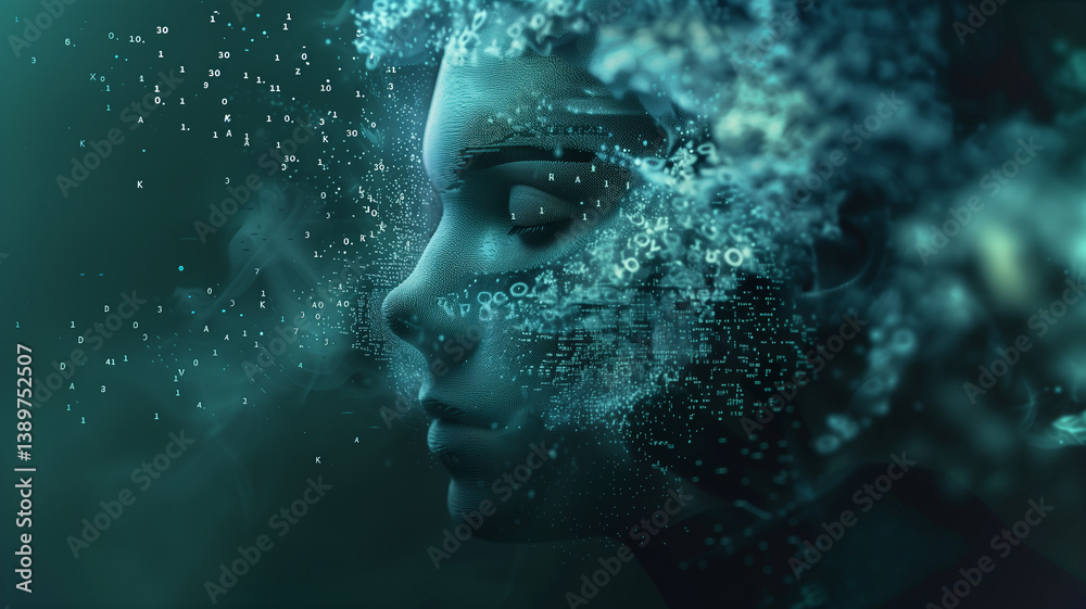 This face forms from DNA and data, symbolizing biotech's evolution in space. This face forms from DNA and data, symbolizing biotech's evolution in space.