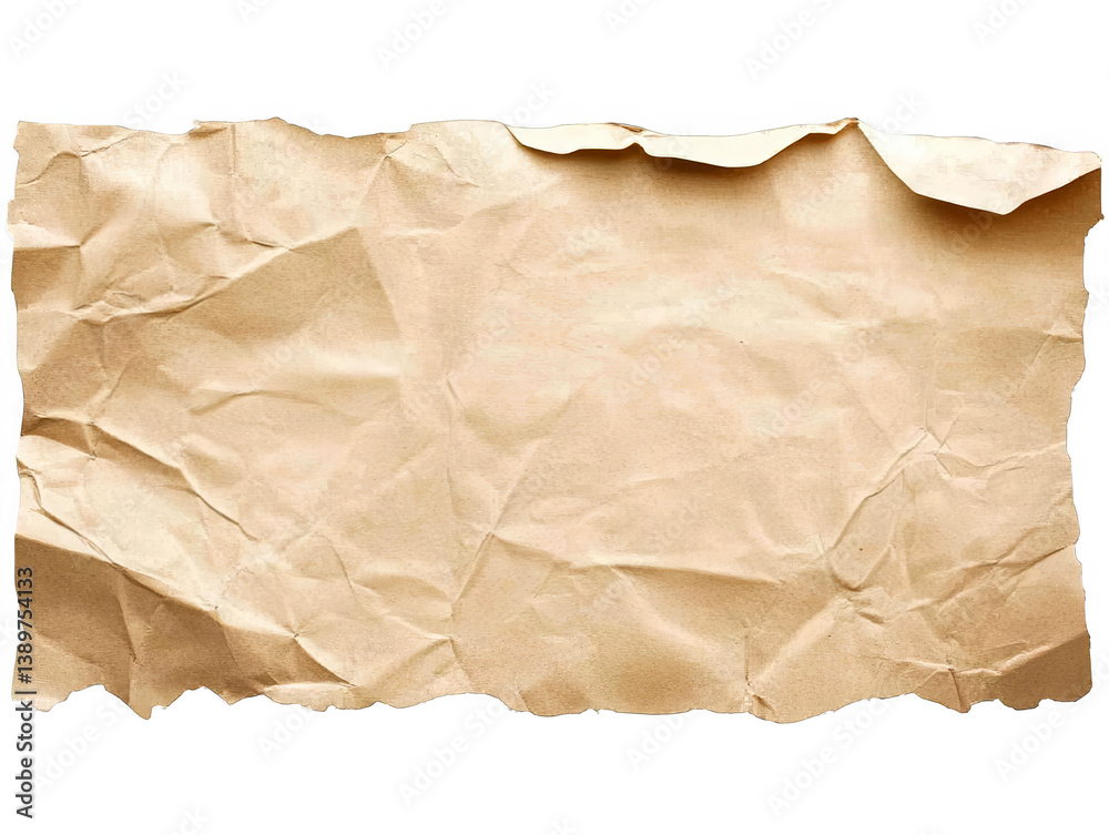 Isolated Torn Paper Texture Background In Brown Wrinkled Details Photography