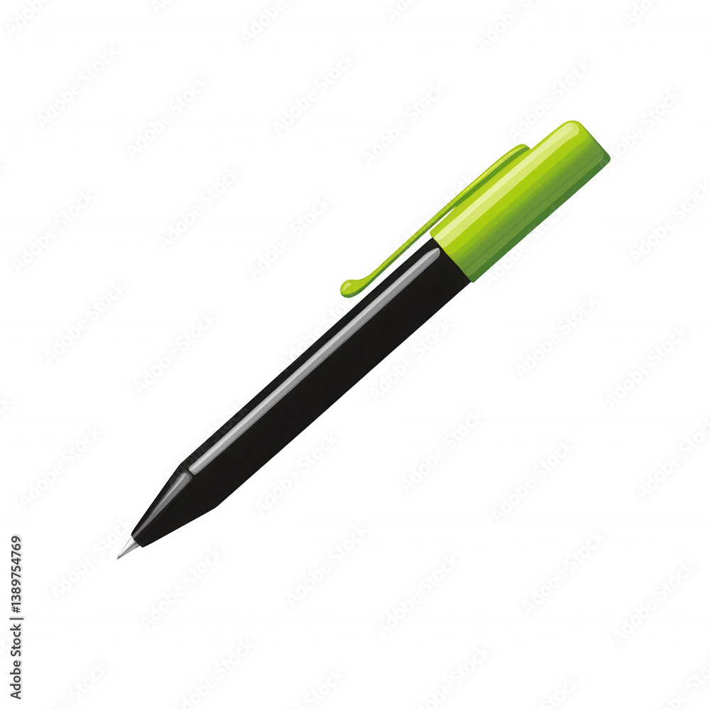 A modern black and green pen design, isolated on a clean white background. Perfect for graphic design projects, stationery, and promotional materials. A modern black and green pen design, isolated on a clean white background. Perfect for graphic design projects, stationery, and promotional materials.