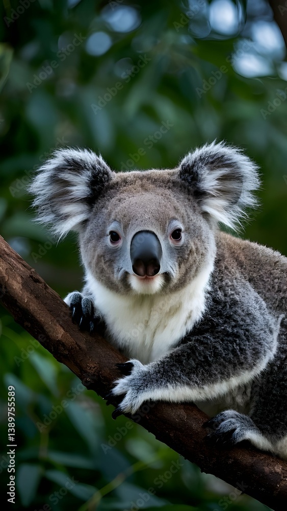 Naklejka premium Close-Up of a Koala on a Tree