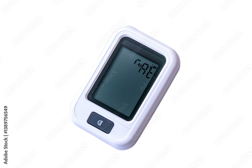 Digital Blood Pressure Monitor Displaying 74 72 Reading on White Background Digital Blood Pressure Monitor Displaying 74 72 Reading on White Background
