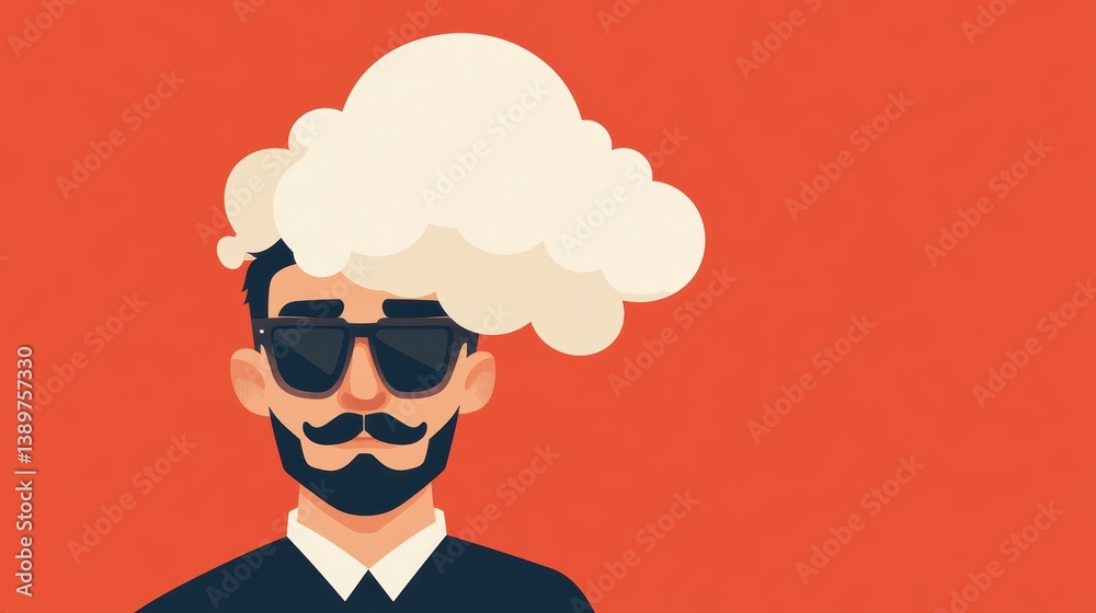 A cartoon character with a thought bubble full of wild ideas. A cartoon character with a thought bubble full of wild ideas.
