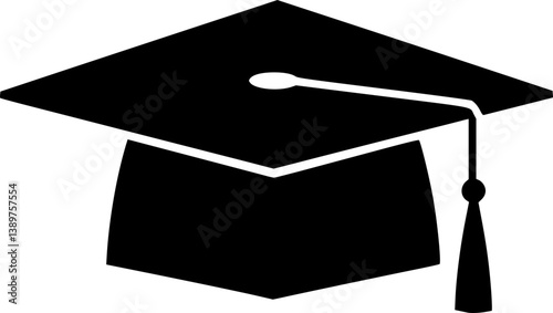 A black and white silhouette of a graduation cap
