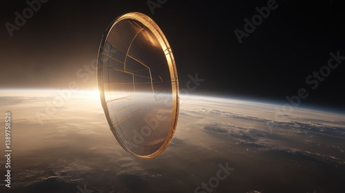 A futuristic satellite network orbiting Earth enabling global communication.