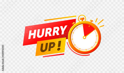 Hurry up, time sale, special offer, badge message. Vector