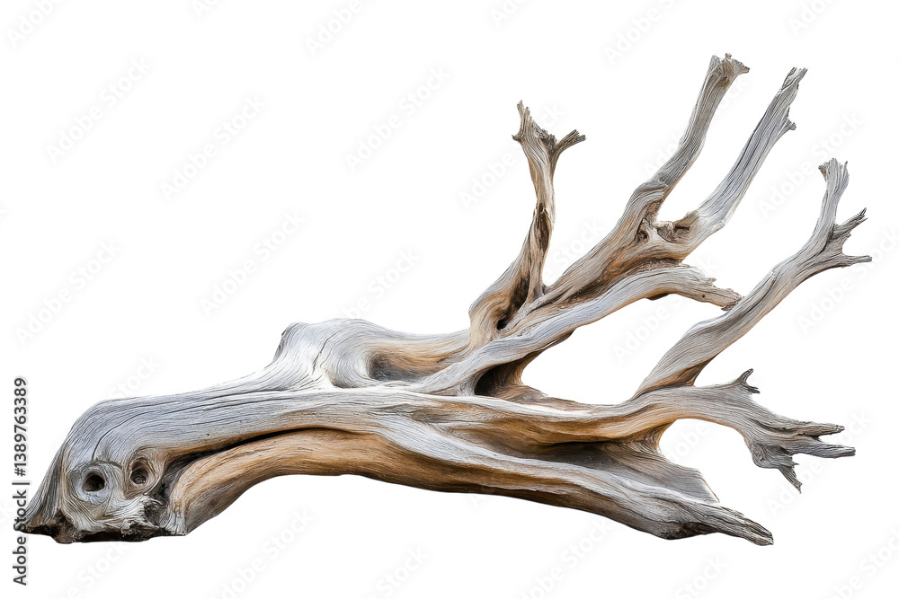 Intricate Desert Driftwood Sculpture detailed textures and stark white background Intricate Desert Driftwood Sculpture detailed textures and stark white background