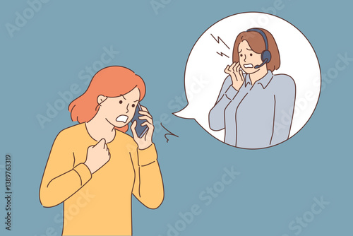 Swearing at call center operator is done by angry female user who received poor quality services