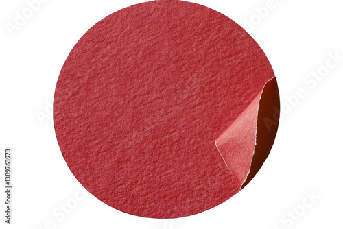 Red 3D Abstract Circle Isolated Transparent Background with Curled Corner