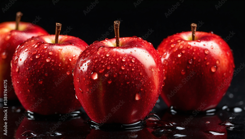 A Fresh Red Apple with Water Drops Isolated for a Crisp Presentation