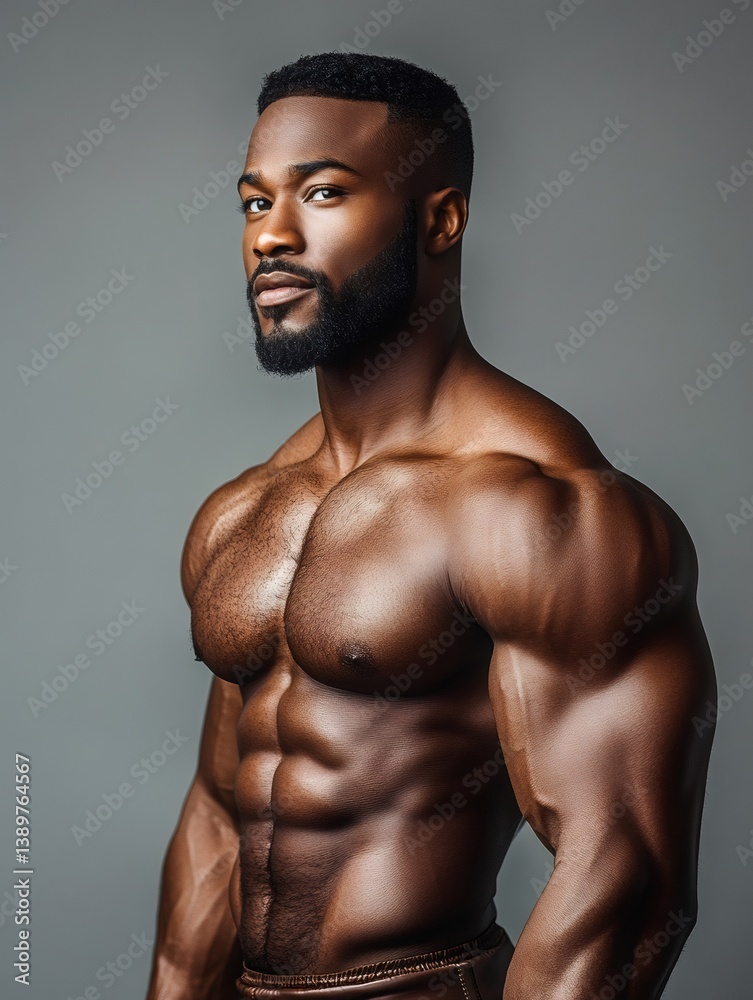 Muscular black man showing his strong physique