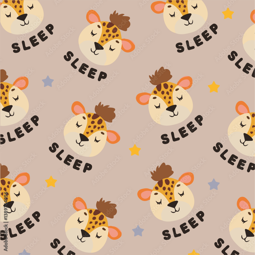 Obraz premium Seamless pattern with giraffe and the inscription 