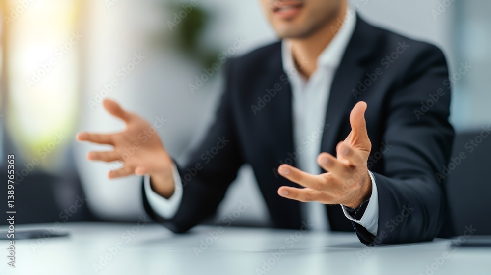 Businessman gesturing while making a business deal