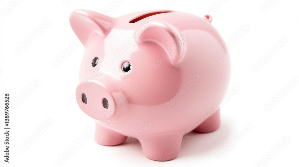 Cute Pink Piggy Bank with Slightly Tilted Head Cute Pink Piggy Bank with Slightly Tilted Head