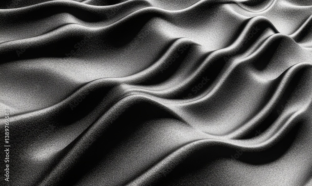 Naklejka premium Abstract black fabric waves, flowing texture, design background, for textile industry
