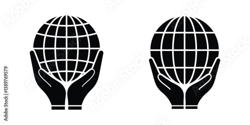 Globe on hand icon vector illustration