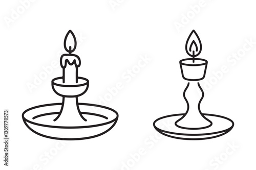 Candle holder line art vector illustration.