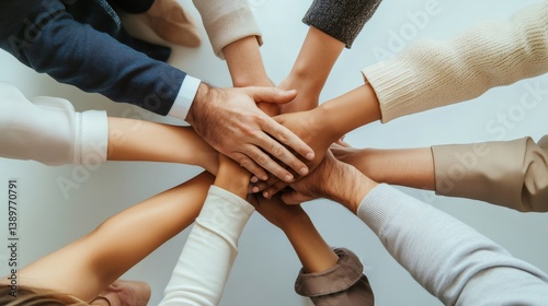 Obraz na płótnie Business team joining hands showing unity and teamwork w salonie