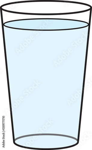Glass of Water. Transparent Vector Illustration of a Full Drinking Glass