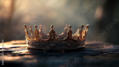 Obraz na płótnie A shining gold crown resting upon a dark stone w salonie