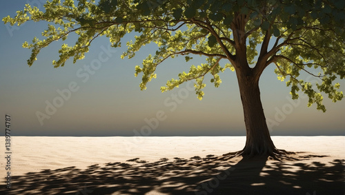A Beautiful Shadow Cast by a Tree Branch During Summer, Evoking a Sense of Calm