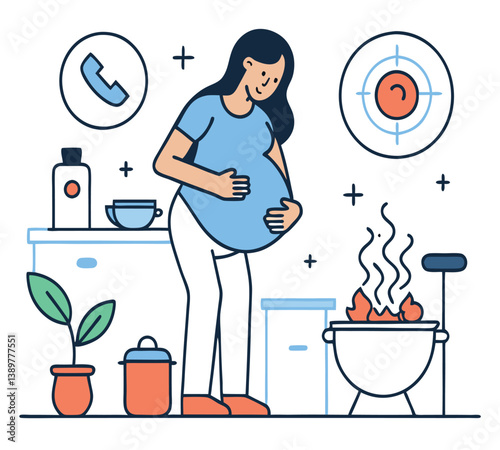 Expectant Mother Illustration Anticipating Life Changes During Pregnancy And New Parenthood In House