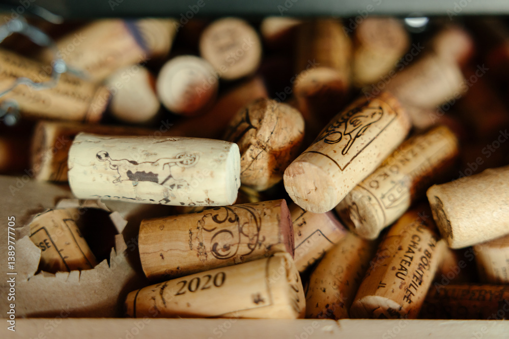 Fototapeta premium Old corks from various types of wine