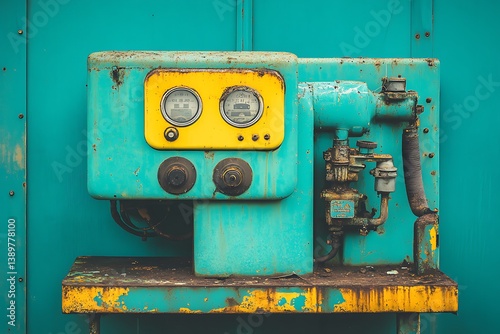 Obraz na płótnie An aged and weathered industrial machine shows signs of corrosion w salonie