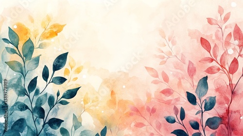 A floral pattern watercolor background illustration with intricate details and pastel tones. Space for text in the center