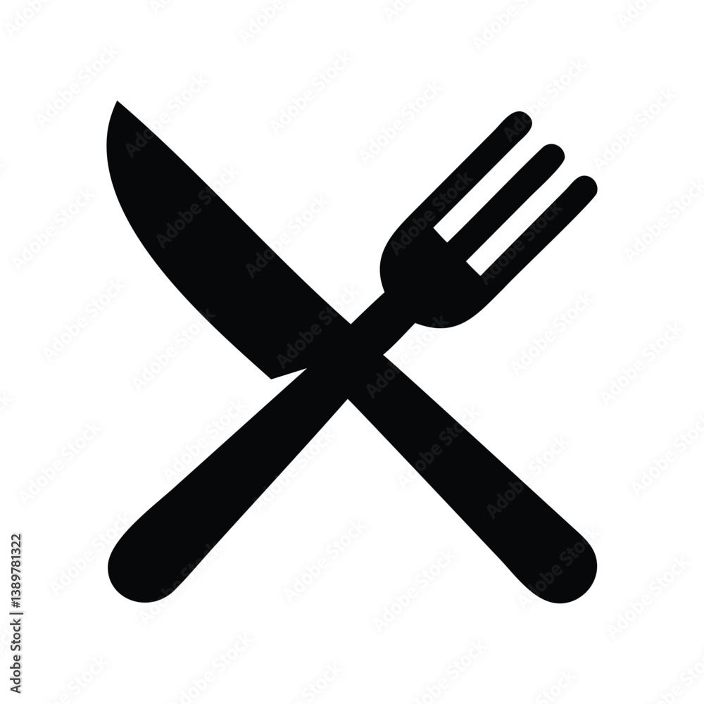 Crossed Knife and Fork Silhouette Vector Crossed Knife and Fork Silhouette Vector