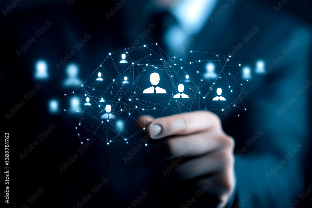 human resource management, with a focus on people and talent recruitment. The image captures the essence of managing a team and the HR process