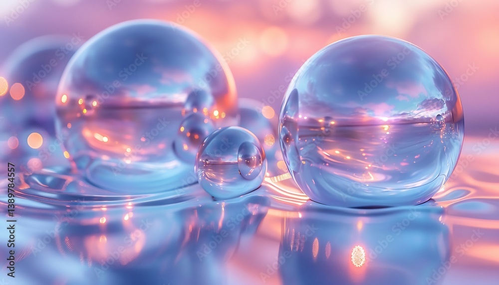 Dreamlike liquid metal spheres merging and separating in slow motion Dreamlike liquid metal spheres merging and separating in slow motion