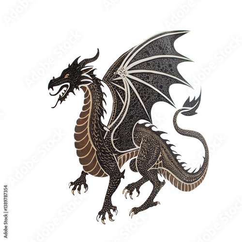  A designs dragon white isolated on a transparent background
